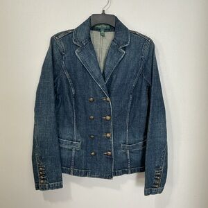 Vintage, Ralph Lauren Blue, Cotton, Double-Breasted Denim Jacket